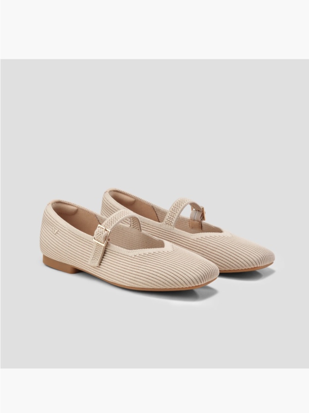Viviaia Women’s Almond Knit Mary Jane Flats